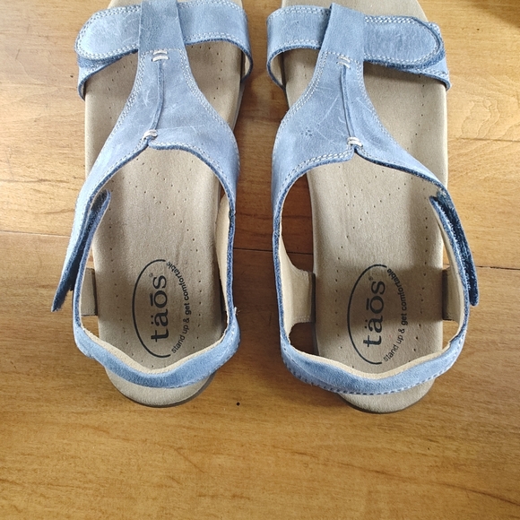 Taos Dark Blue Leather Adjustable Strap Sandals – Women’s Size 10 - Picture 9 of 12